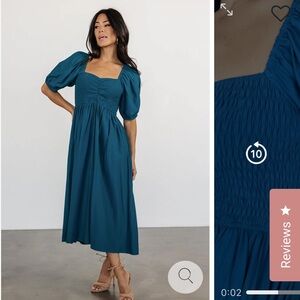 Baltic Born Blue Puff Sleeve Midi Dress for Weddings